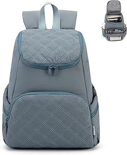 Women's Quilted Puffer Backpack, Large Waterproof Lightweight Puffy Bookbag, Carry on Daypack for Travel, Work (Dusty blue)