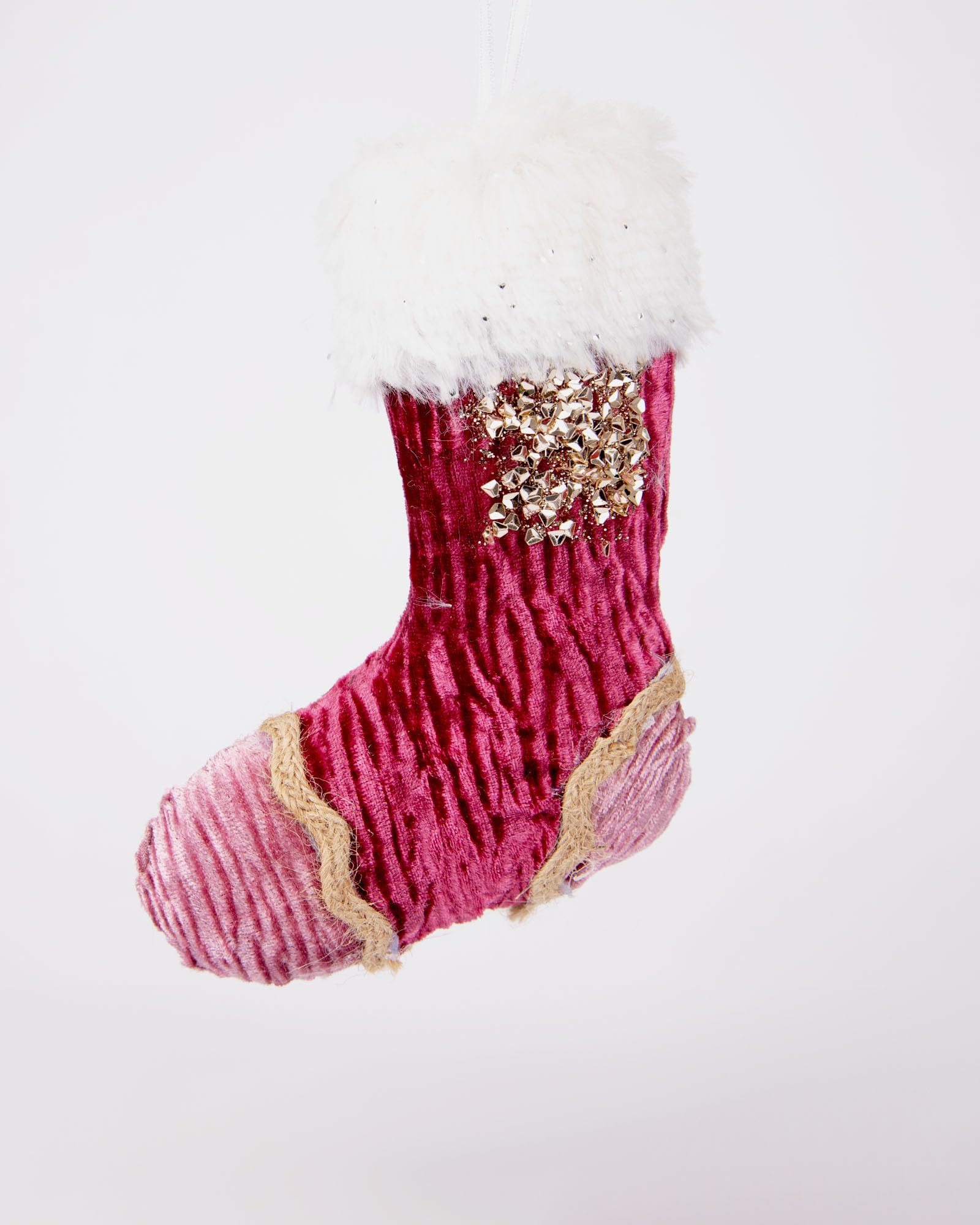3Pcs Pink Burgundy Mini Santa Stocking 15cm - Image 4