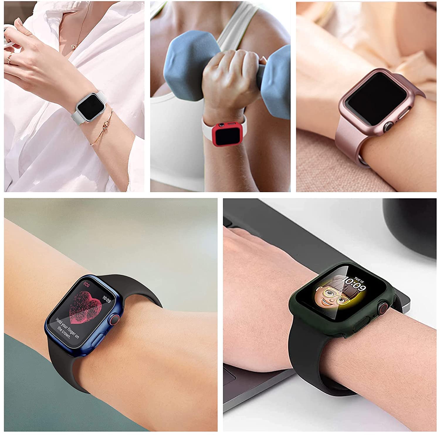 TINSOI Hard PC Case with Tempered Glass Screen Protector Compatible with Apple Watch Series 6 SE Series 5 Series 4 40mm