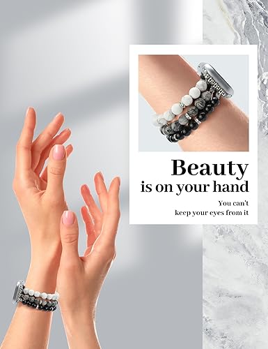 Miniatura 74 de JR.DM Natural Stone Beaded-Bands Women Compatible with Apple Watch Series 11 10 9 8 7 6 5 4 SE 3 2 1 Fashion Stretch Handmade Bracelet Fancy Boho