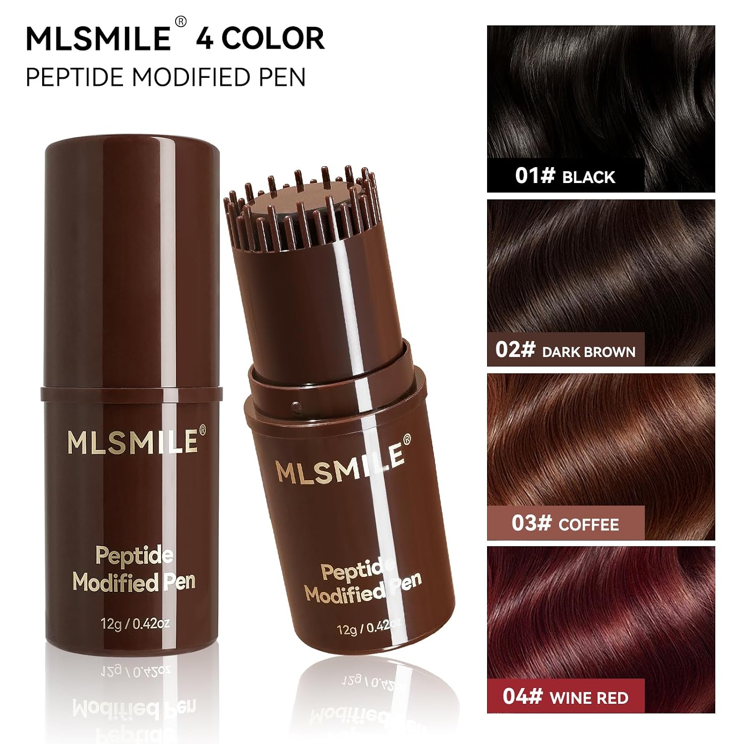 Hair Color Stick, Hair Dye Stick, Portable Color Touch-Up Hair Sticks With Comb, Cover Gray Hair Color Correction Sticks for Women & Men (02# Dark brown)