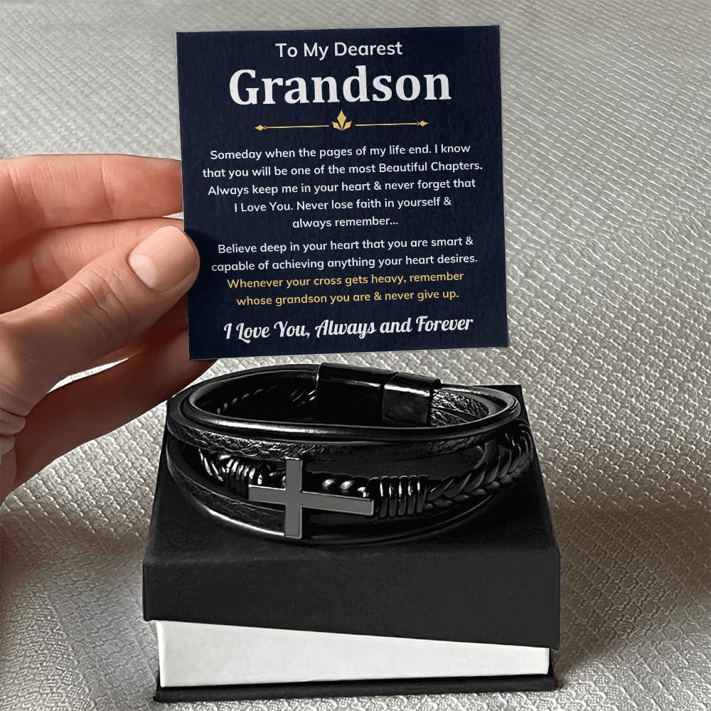 To My Grandson Bracelet Gifts For Grandson Bracelet From Grandma Grandparents for Boys, Valentines Birthday Graduation Day Christmas Easter Gifts For Teenage from Nana - Image 9