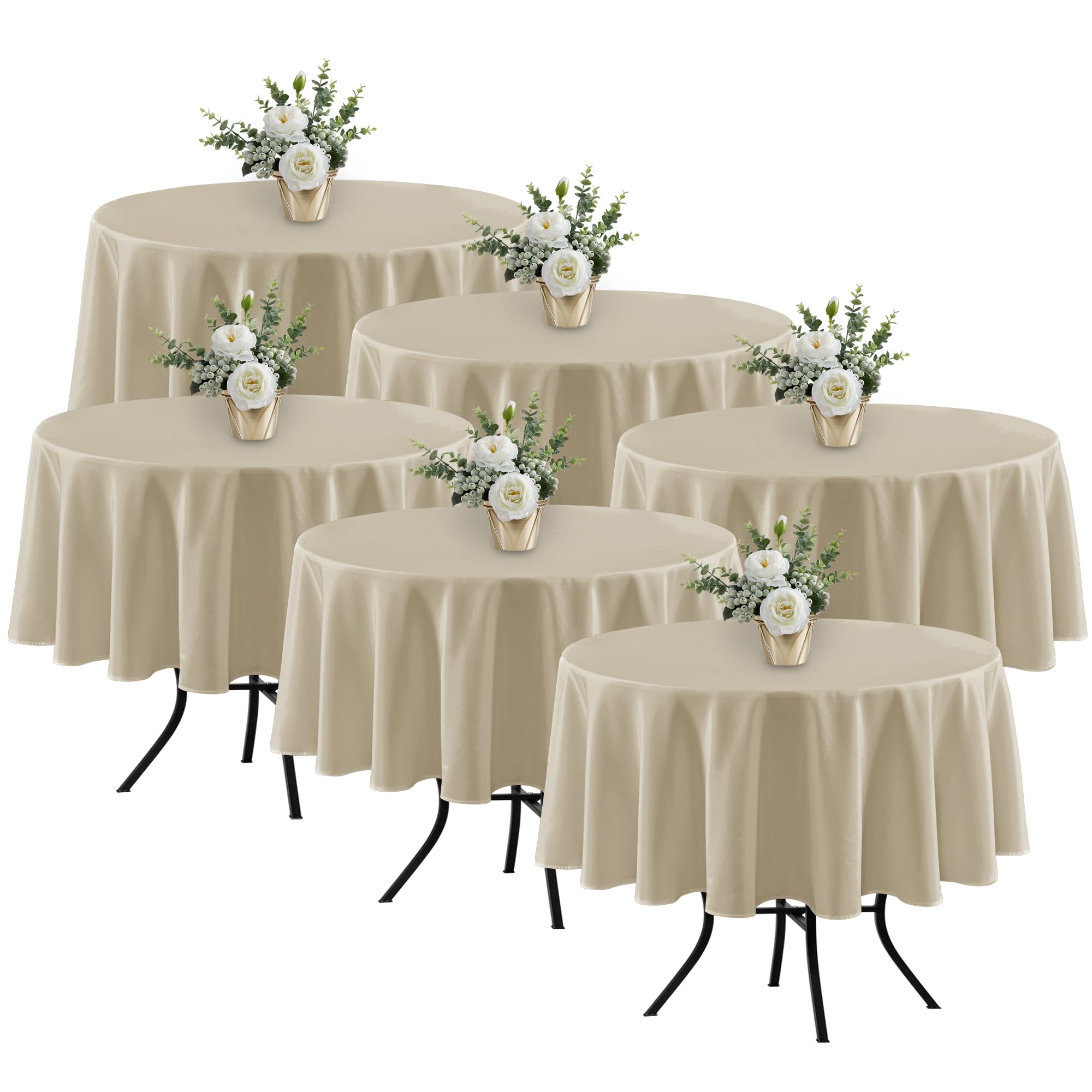 Fitable 6 Pack Nature Tablecloths 70 Inch Round for 36"-48" Tables
