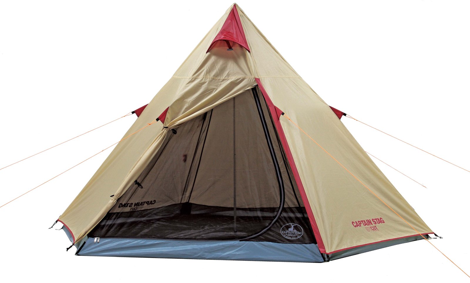 CAPTAIN STAG Aluminum One Pole Tent 300UV UA-16 Tipi Type 3 PU Processing Duralumin with Paul Carry Bag for 4 People