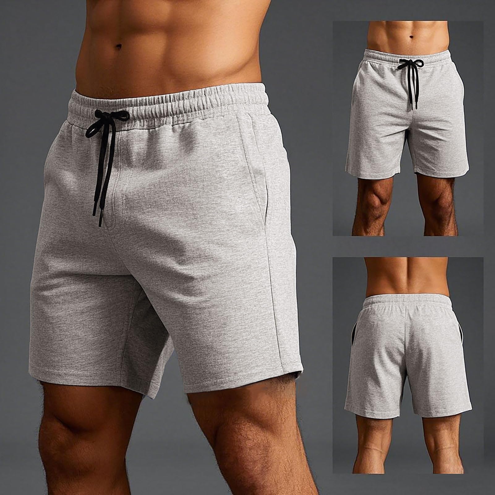 Herren 5 Inch Baumwolle Sporthose Elastische Taille mit Tasch Casual Atmungsaktive Laufenshort Sommer Beach Shorts Fitnessstudio Trainieren Kurze Hose
