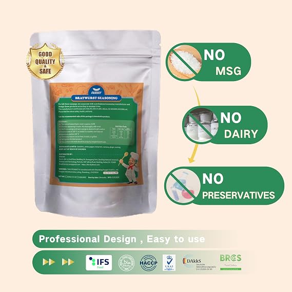 FAIRSKY Edible Drying Collagen Sausage Casings and Bratwurst Sausage Seasoning Pre-Mix Blend for Home Sausage Making