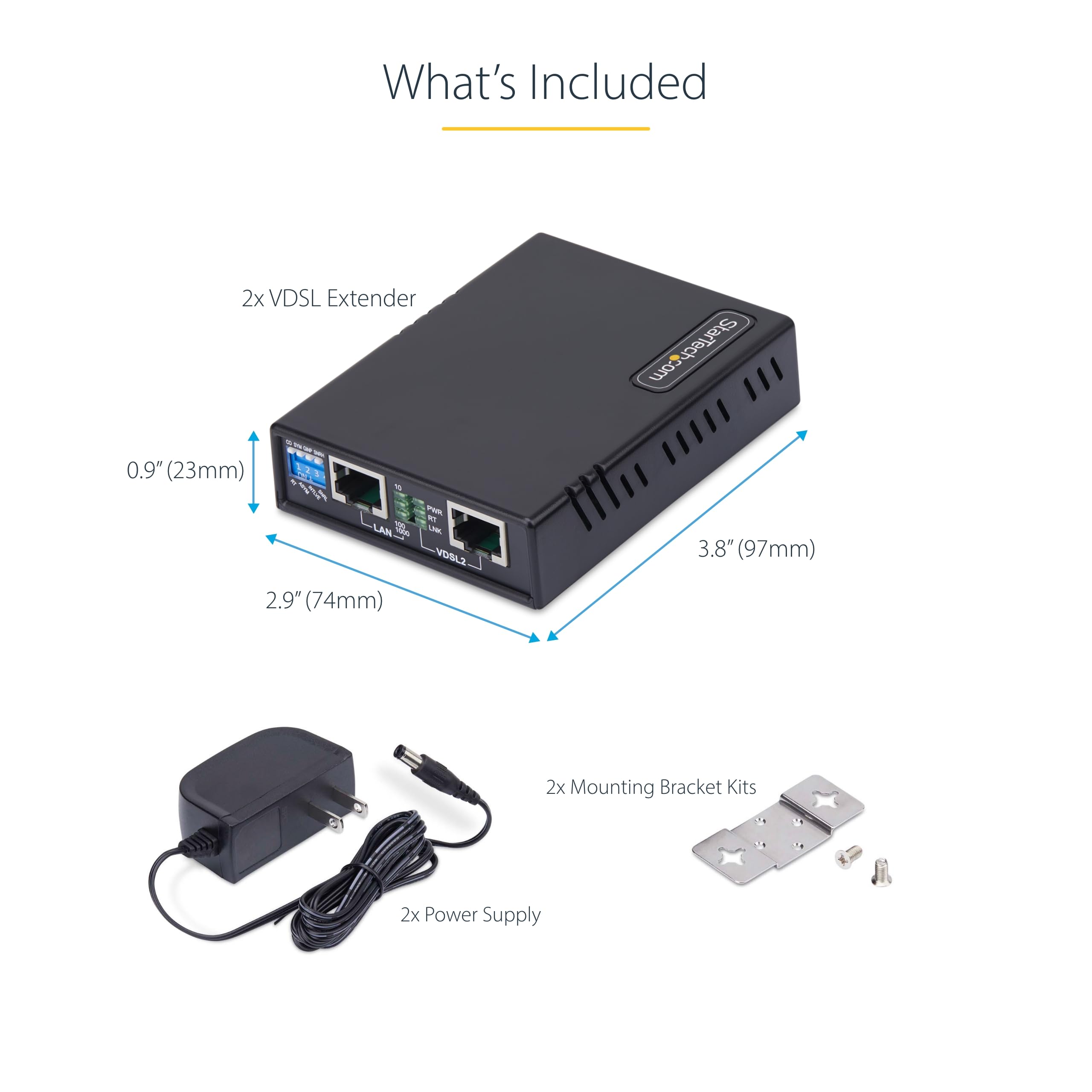 StarTech Kit Extender Ethernet VDSL2 su Doppino (VDSL-LAN-EXTENDER-EU) | Estensore di Rete a Lunga Distanza, Portata fino a 1km, Ideale per Reti LAN