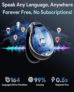 Boytond Ai Translation Earbuds Real-Time Ear Buds Translators Any Language, Audifonos Traductores Ingls Espaol, Instant Translating Earbud Devices for Live Global Conversations, Mirror Black