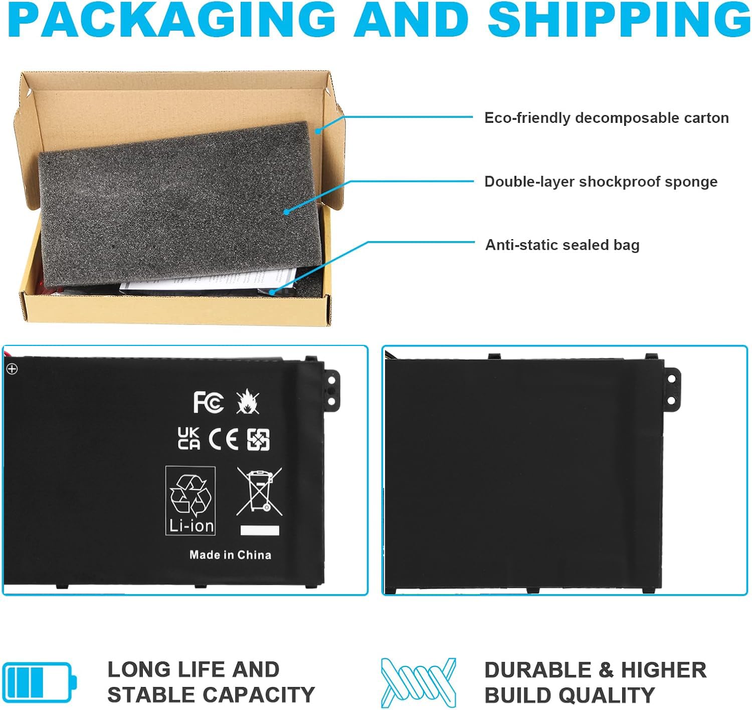 AP16M5J Batteria per PC Acer Aspire 1 A114-31 A114-32 Aspire 3 A314-31 A314-32 A314-41 A315-21 A315-31 A315-32 A315-33 A315-41 A315-51 A315-53 A315-53G A315-21-95KF 2ICP4/80/104 KT00205005