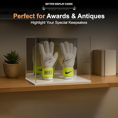 Vista 177 de Better Display Cases Versátil vitrina de acrílico transparente - Caja rectangular grande con base blanca 18" x 12" x 3" (BK09)