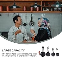 Vista 7 de Hemoton Juego de 4 tazas medidoras de acero inoxidable para herramienta de medición de cocina seca o líquida