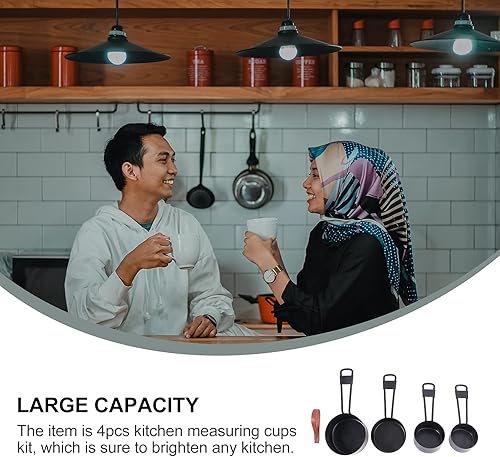 Miniatura 7 de Hemoton Juego de 4 tazas medidoras de acero inoxidable para herramienta de medición de cocina seca o líquida