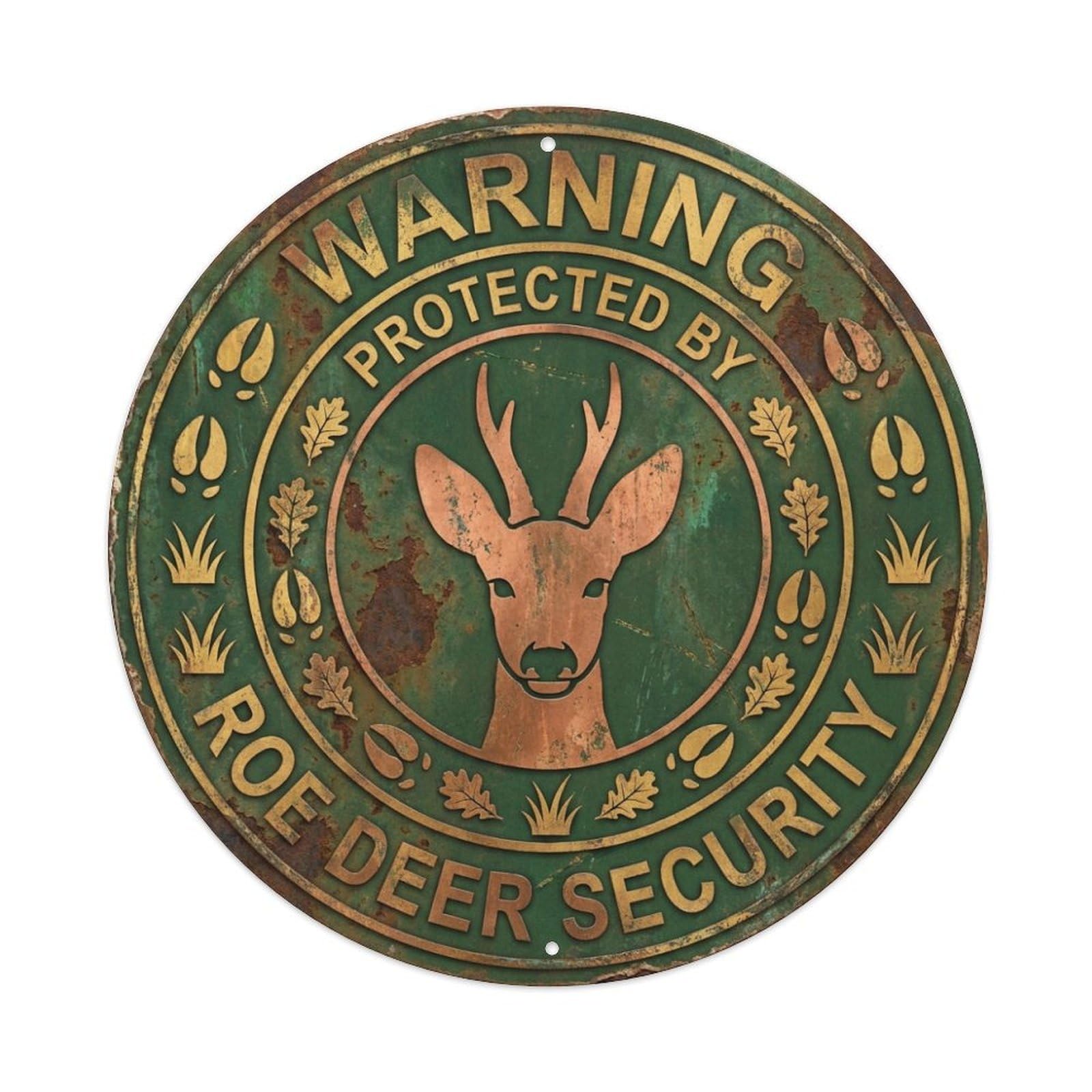 Warning Protected By Roe Deer Security Wildlife Metal Tin Sign