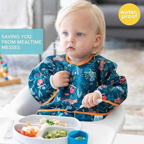 Miniatura 136 de Bumkins - Babero con mangas - Para niños y niñas, bebés y niños pequeños de 6 a 24 meses - Ligero, duradero, impermeable - Babero de manga larga -