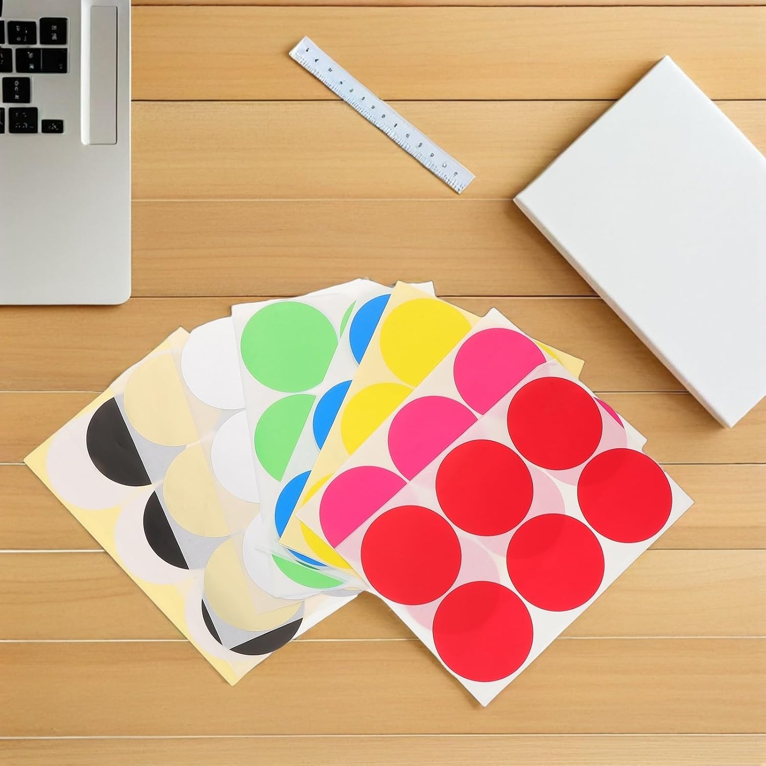 16 Sheets Round Dot Labels Colorful for Inventory