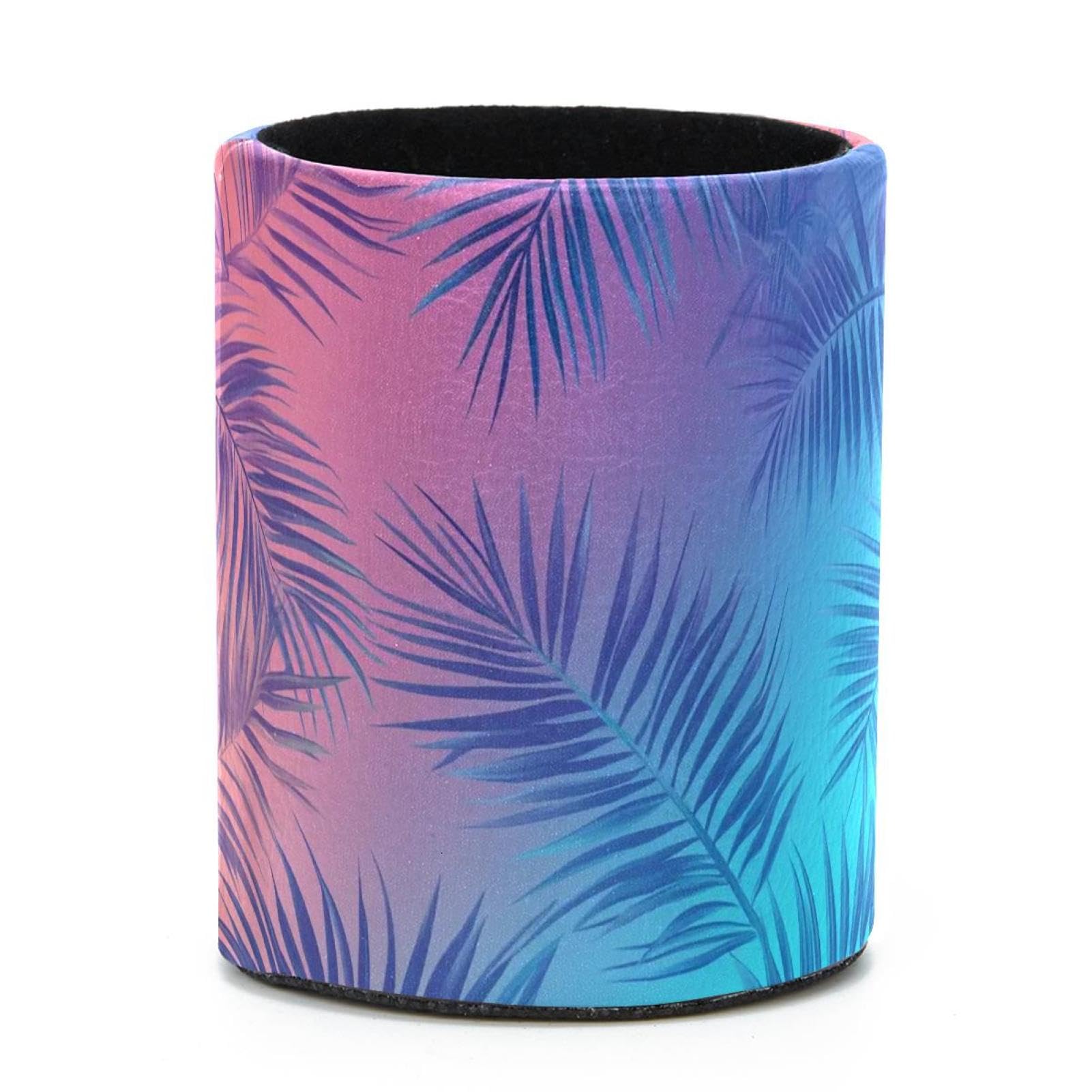 VAPOKF Round Pencil Holders for Desk, Art Palm Leaves Pen Holders Pen Pot Makeup Brushes Storage Desktop Stationery Supplies Organiser for Home Office