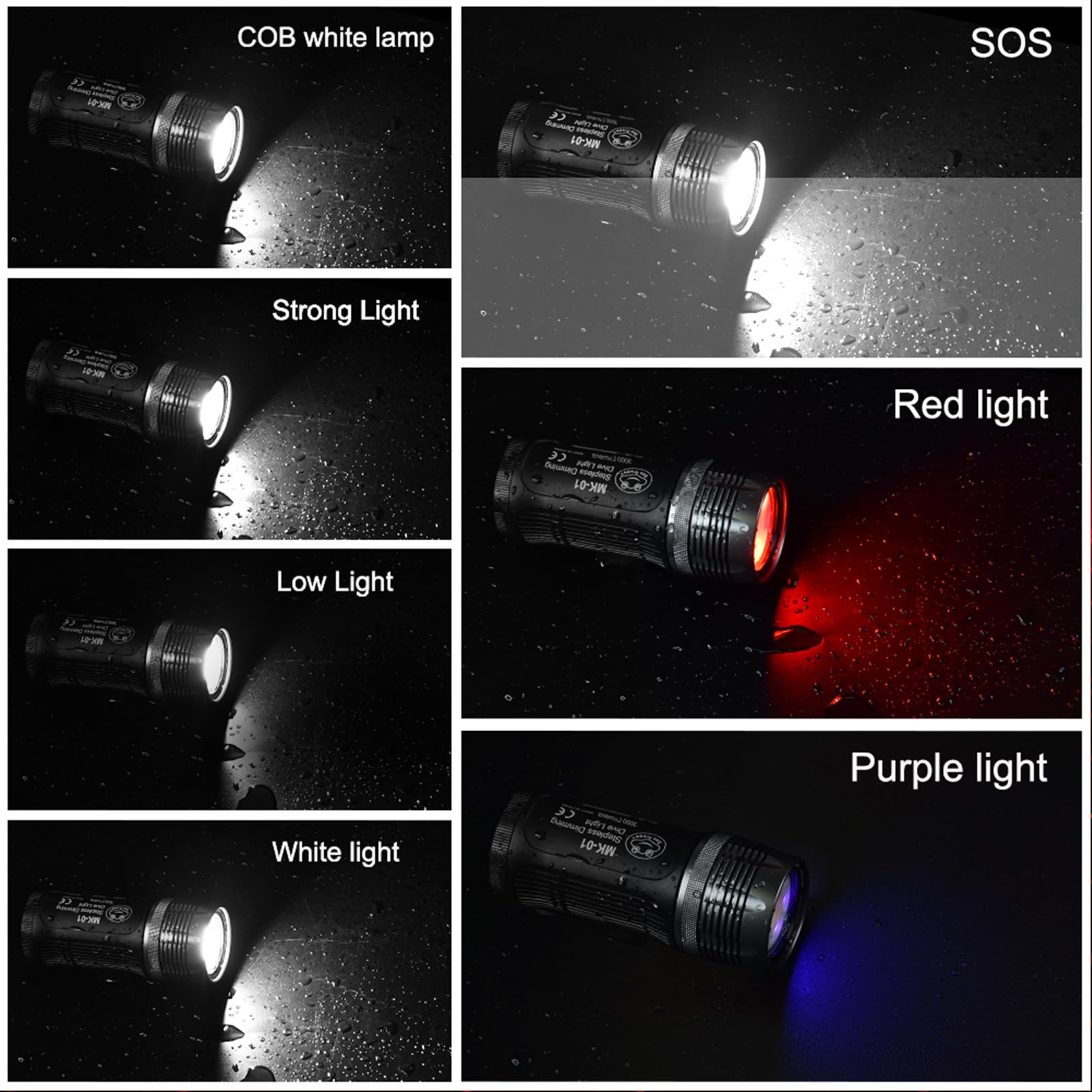 JatureClets MK-01 Dive Light for Underwater Photography, 6000 Lumens Rechargeable Scuba Diving Lights, IPX8 Underwater Video Light, 100m Waterproof Underwater Video Light for Night Diving (MK-01)