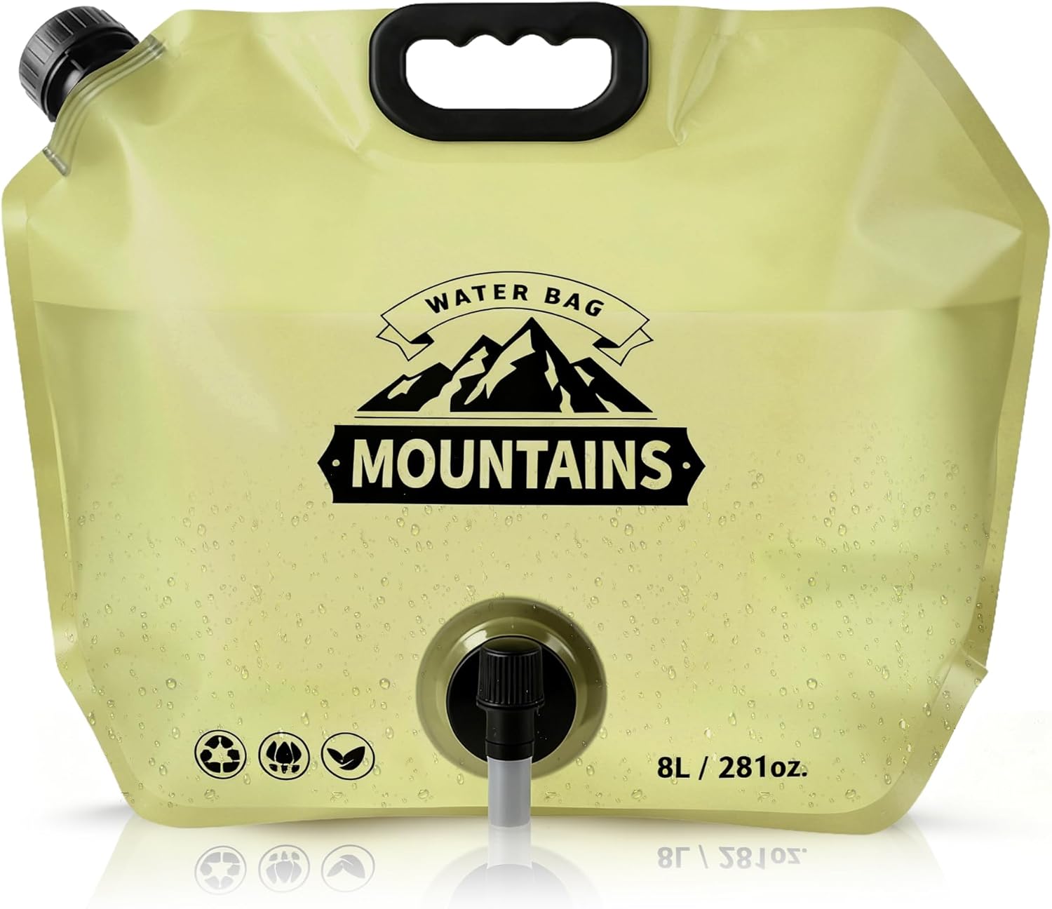 Collapsible 8L Water Storage Bag, BPA-Free Portable Folding Water Jug with Adjustable Faucet, Leakproof Emergency Water Bag for Camping, Hiking, Riding, Outdoor Sport (1, Beige)