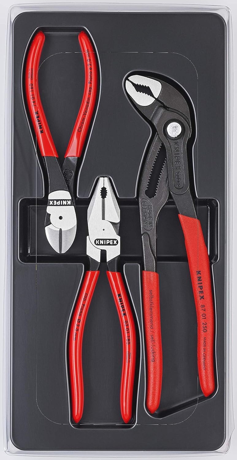 KNIPEX Kraft-Paket 1x 02 01 180, 1x 87 01 250, 1x 74 01 160, 00 20 10