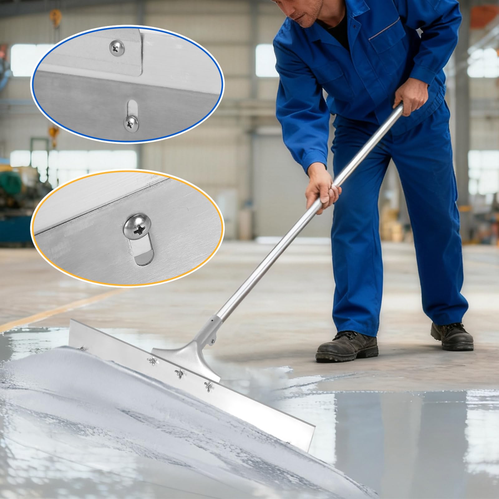 Rastrello livellatore per massetto, 60 cm, resistente, autolivellante, con 7 perni regolabili, regolabile fino a 7 mm di altezza, rastrello livellante per composti autolivellanti, massetti liquidi