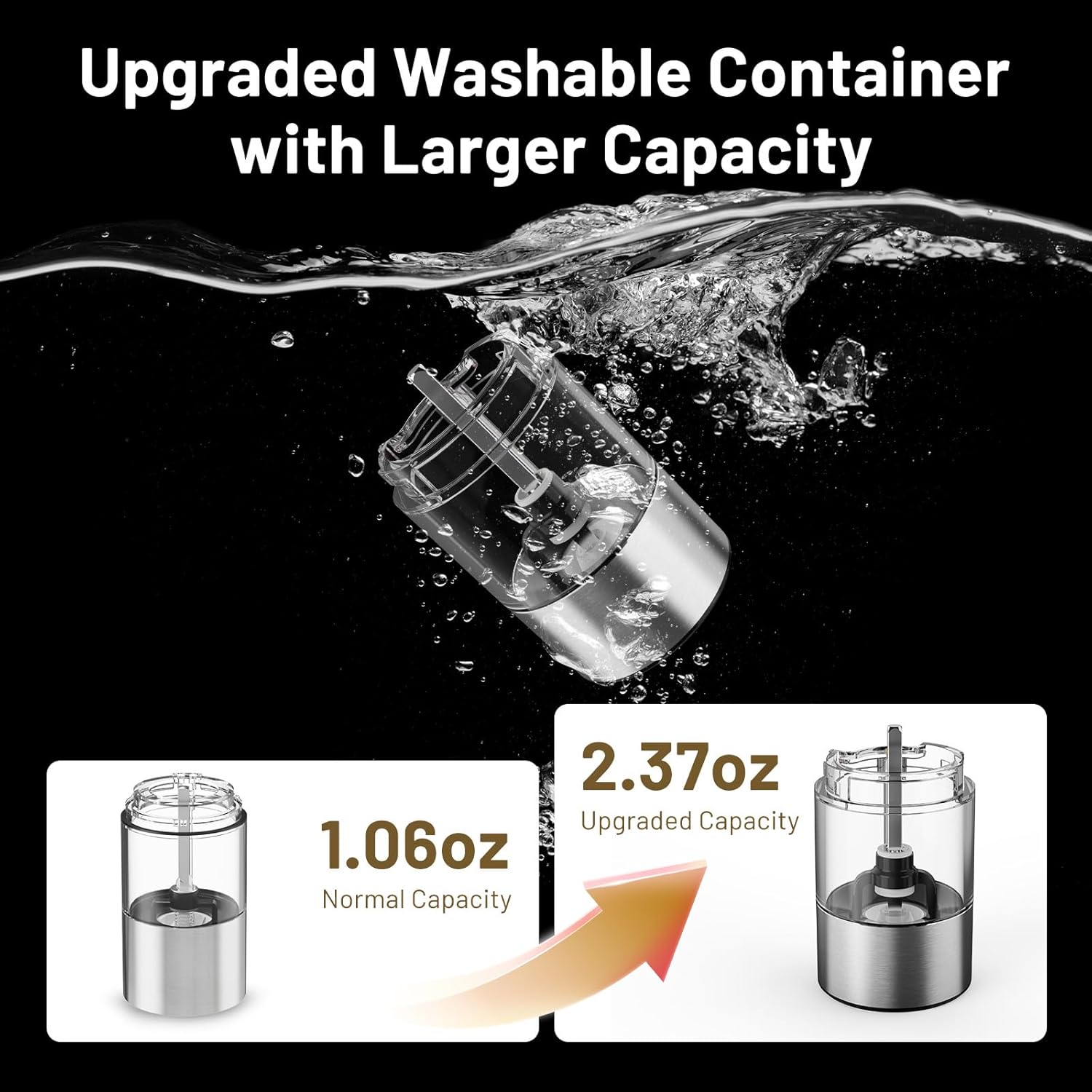 SIMPLETASTE Electric Salt and Pepper Grinder Set Automatic One Handed, Stainless Mill Shakers with Lights and Adjustable Coarseness, Battery Operated