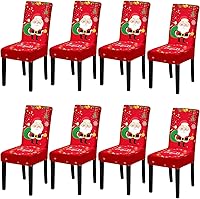 Vista 37 de Fundas de Silla de Navidad, Juego de 4 Fundas Elásticas para Sillas de Comedor, Protectores de Silla para Decoración de Navidad/Decoración del Hogar