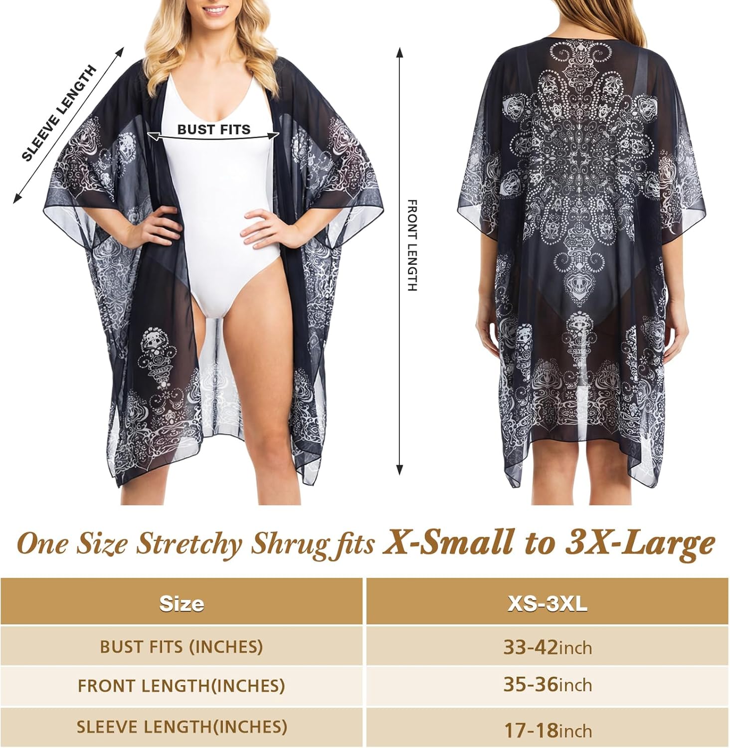 Boho Kimonos for Women Loose Beach Cover up Summer Swimsuit Coverup Cardigan for Holiday Vacation - Image 2