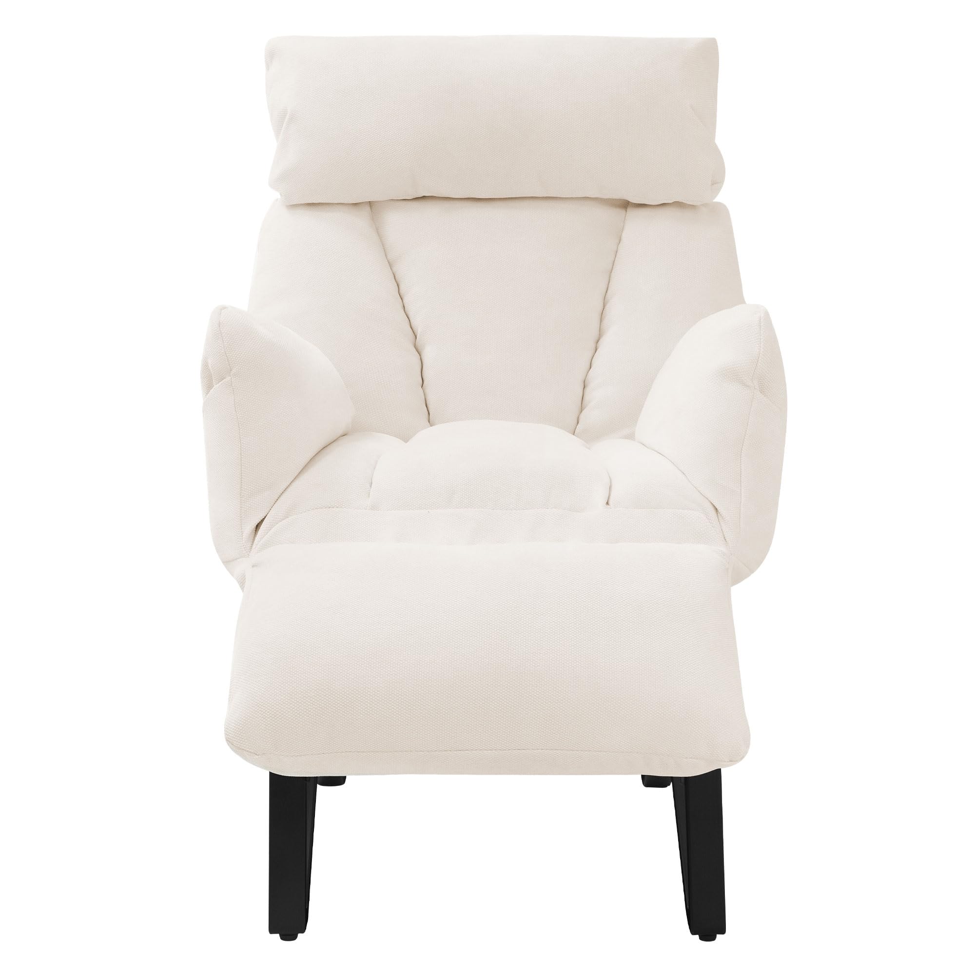 ML-Design Sillón de Relax Reclinable Beige Asiento de Salón con Funda de Lino Butaca de TV Moderno Ajustable con Resposabrazos, Reposapíes, Bolsillos Laterales Sofá Tapizado Individual de Lectura