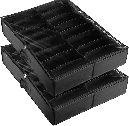 Miniatura 10 de VEVOR Organizador de almacenamiento de zapatos debajo de la cama, juego de 2, total de 32 compartimentos, solución de almacenamiento de zapatos