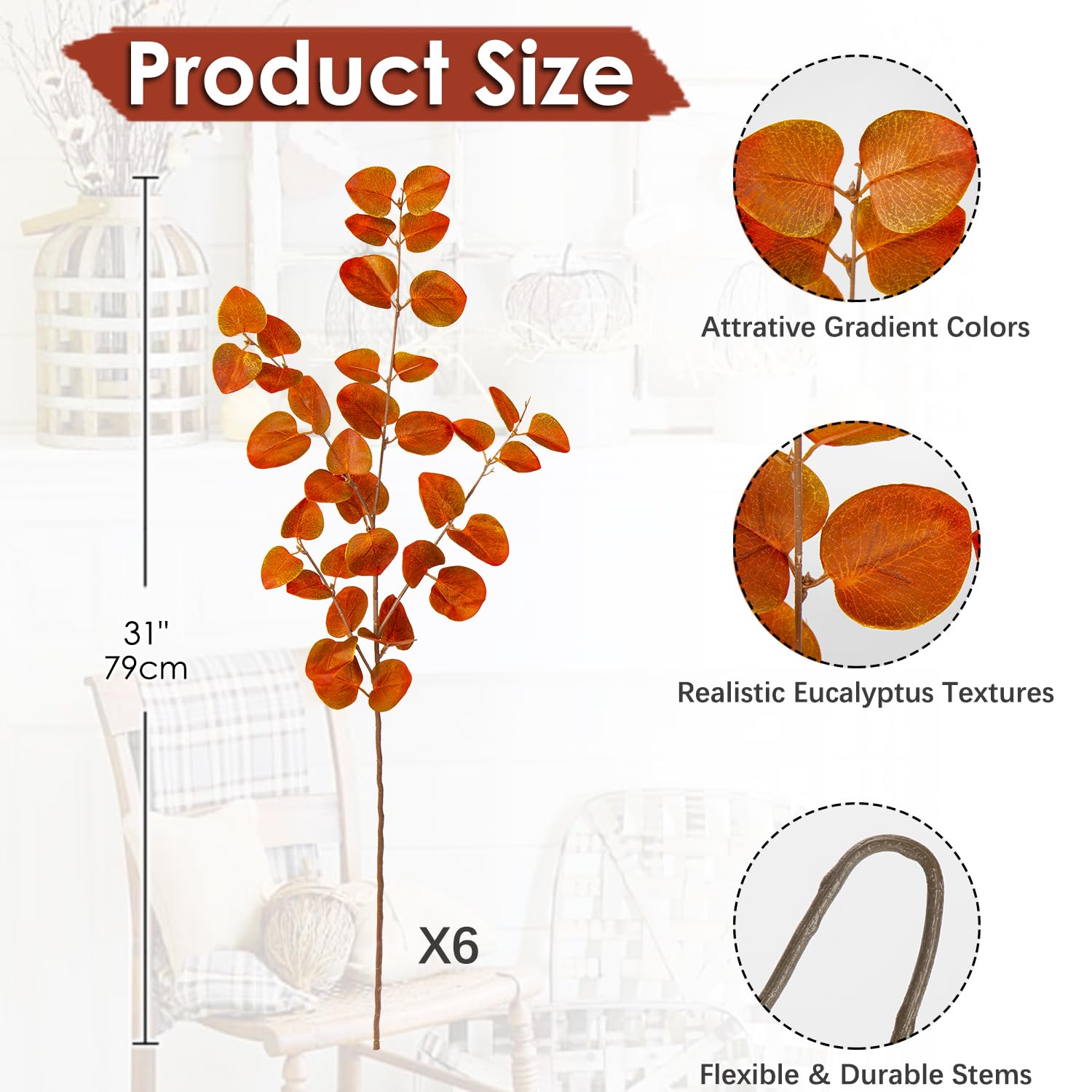 6pcs Fall Eucalyptus Stems 31