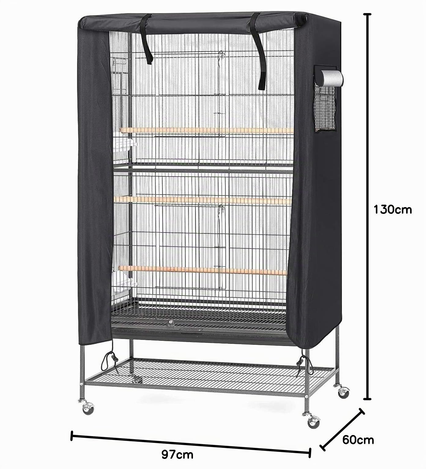 Grande Copertura per Gabbia per Uccelli, Copertura impermeabile per gabbia per pappagalli, copertura notturna antipolvere antipolvere per gabbia per pappagalli, 97 x 60 x 130 cm