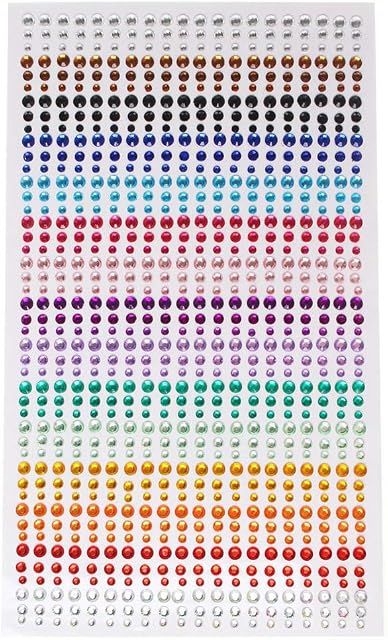 nuoshen borte 900 Pieces Rhinestone Sticker, 3mm 4mm 5mm Colorful Self-adhesive Rhinestones Round Crystal Gems Sheet for DIY Crafts Decoration