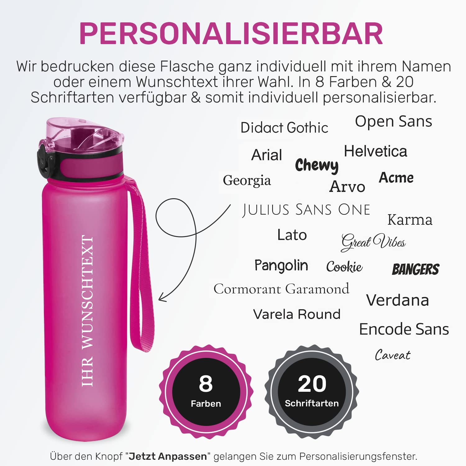CAMPOS 2.0 Trinkflasche 1 Liter – BPA-frei, Auslaufgehemmt, Mit Trinkverschluss & Handschlaufe