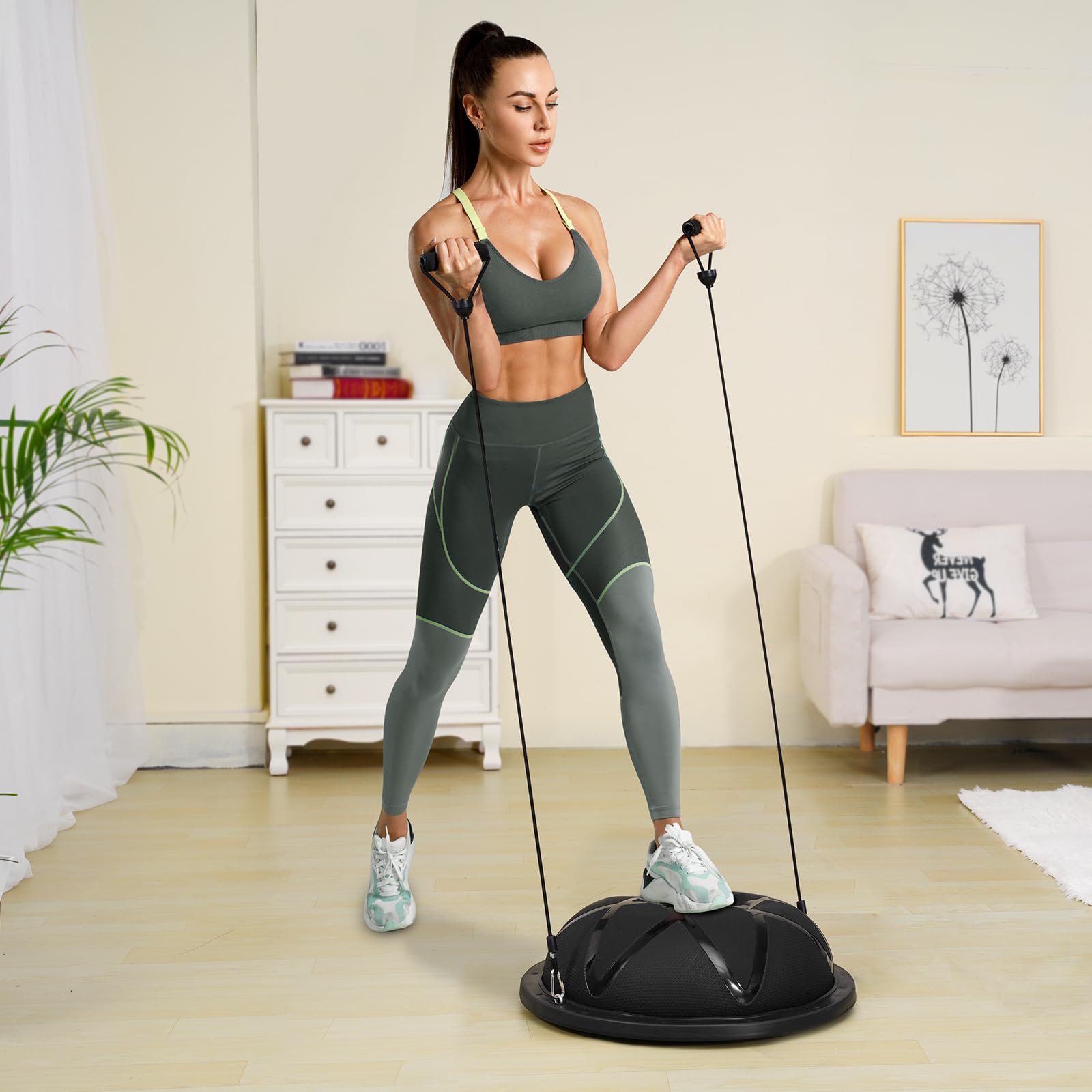 VEVOR Balle d'Équilibre Demi-ballon Fitness 66cm avec Pompe à Pied, Capacité 300 kg