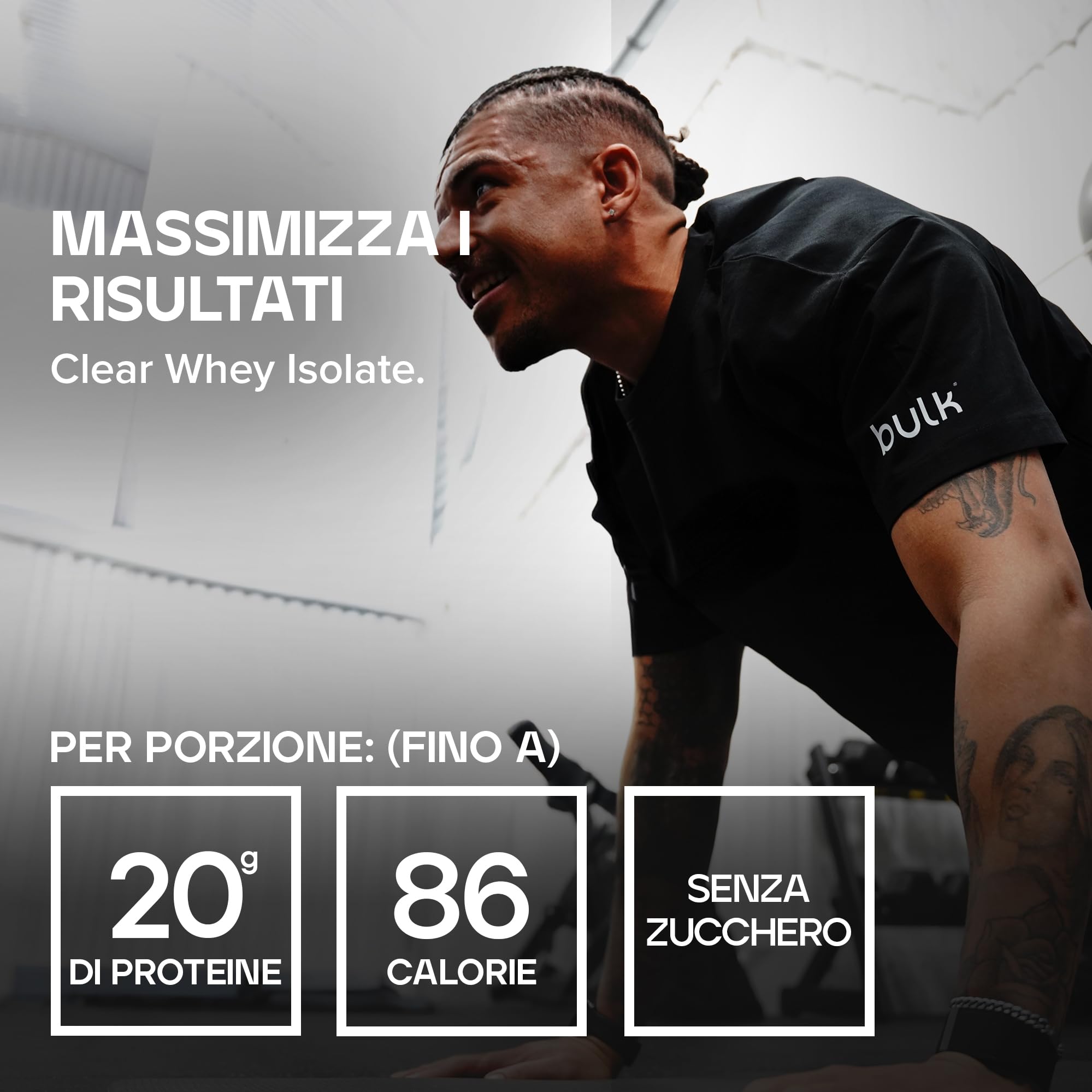 Bulk Clear Whey Isolate Meno Dolce | Tè Freddo alla Pesca | 20g di Proteine per Porzione | Basso Contenuto di Zuccheri | Gusto Fruttato | 86 Calorie | Assorbimento Rapido | Bevanda Proteica | 500g