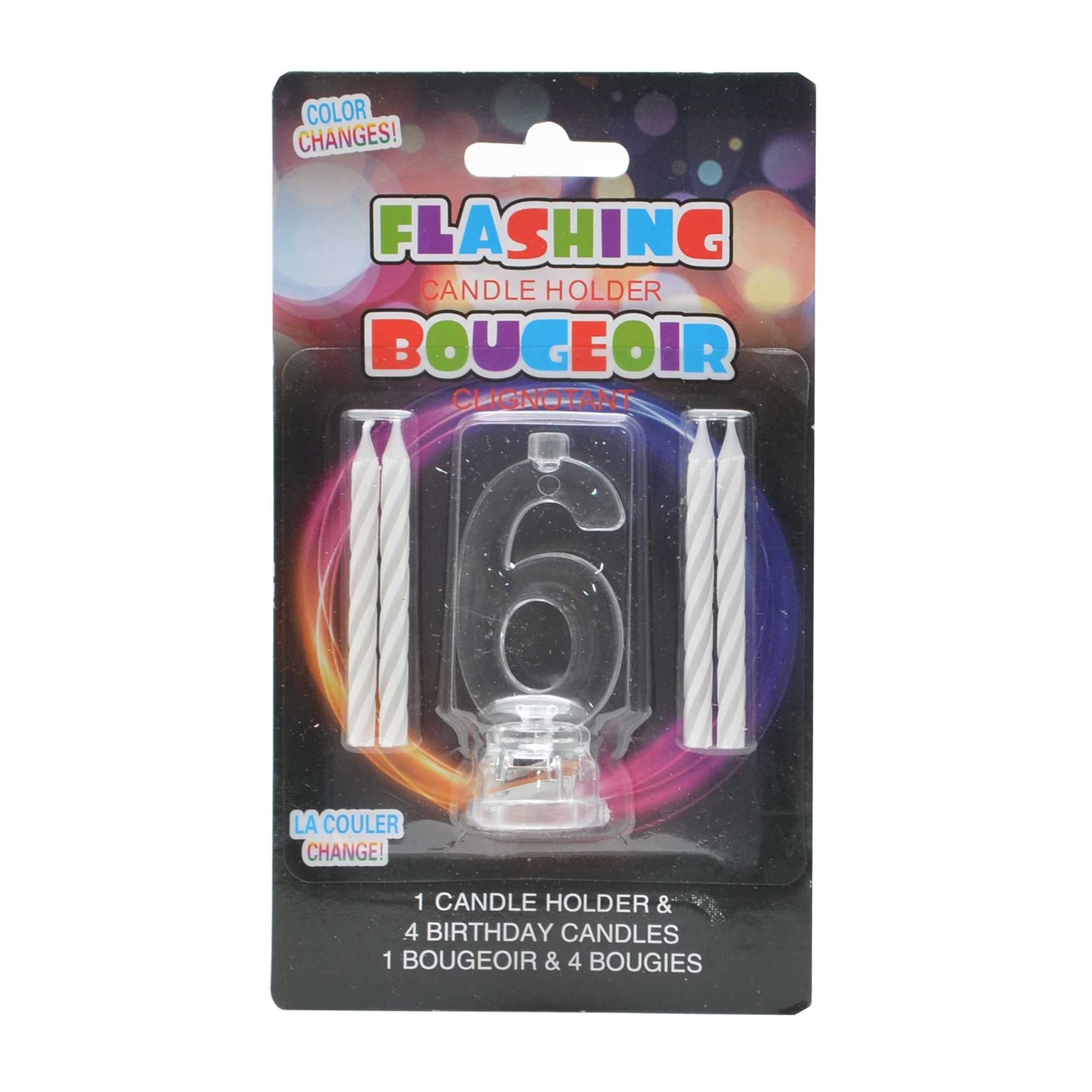Shatchi Birthday Candle Number 6 Flashing Colour Changing with 4 Candle Cake Decoration