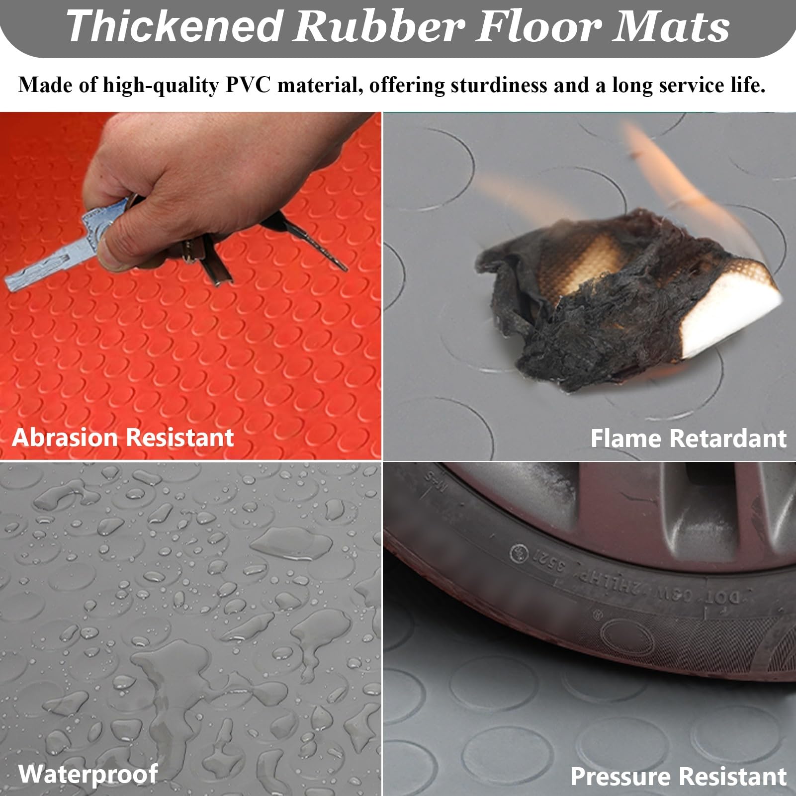 UrbanUp Gummimatte Gummibodenmatte mit Münzmuster, Farbige Garagenbodenrolle mit Anti-Rutsch-Effekt, Sicherheitsmatten für Küchen, Schützende Gummimatten, Zwingermatten(Gray,0.6x4m (1.7 x 13.1ft))
