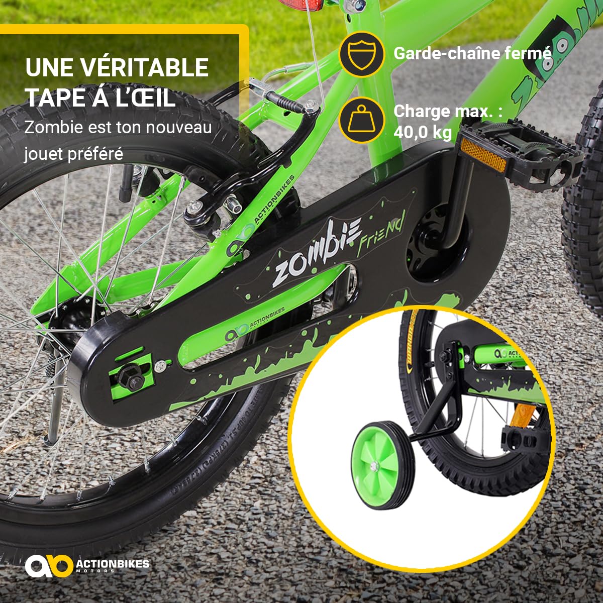 Action Bikes Zombie Vélo pour Enfant à partir de 3–9 Ans 12 16 20 "Vert Enfants Fille garçon Vélo