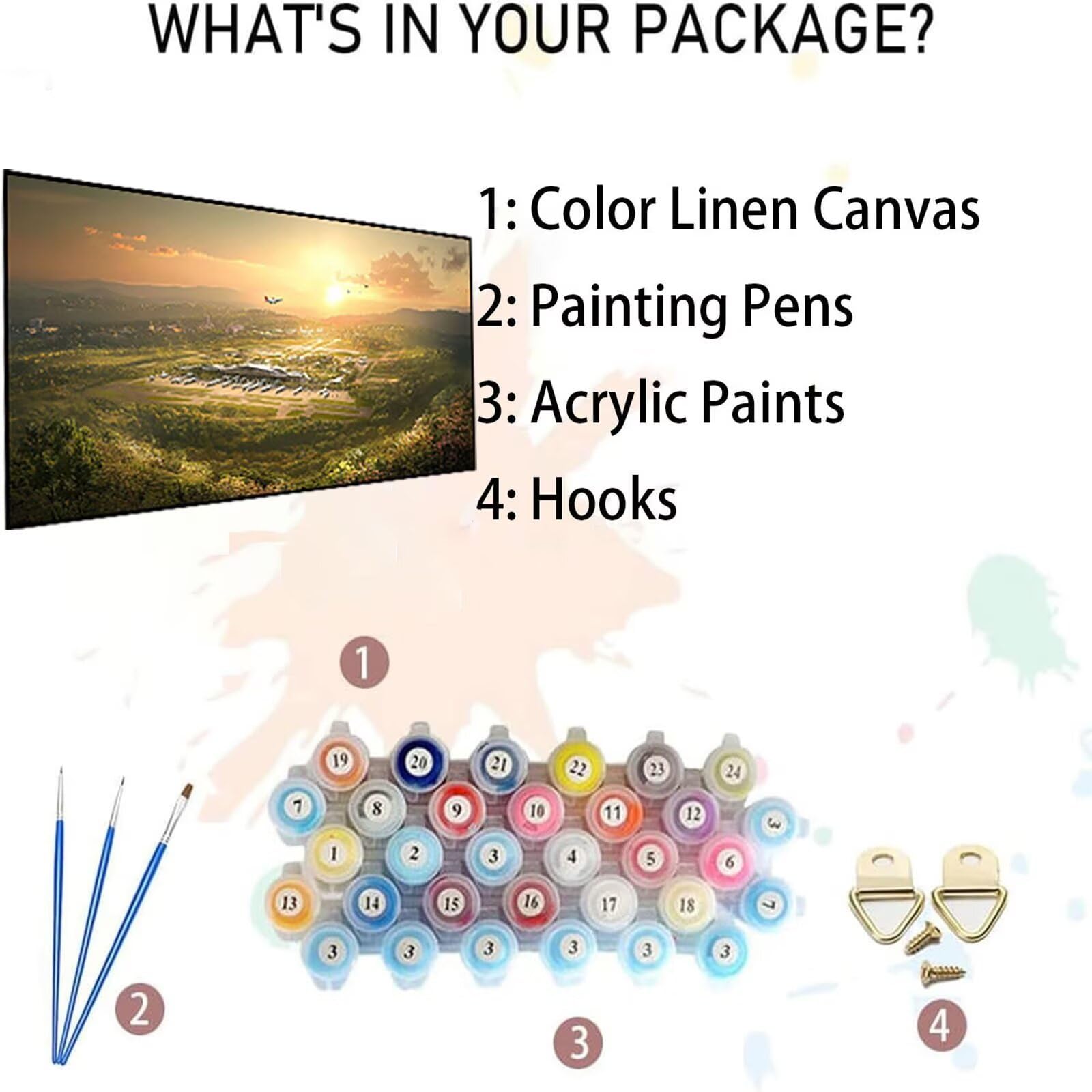 Malowanie po numerach, dla dorosłych, samolot, płótno do malowania olejnego dla dorosłych, lotnisko, DIY, zestaw do malowania, akrylowy, pigment, rysunek, lakier, na prezent, dekoracja ścienna, 91 x