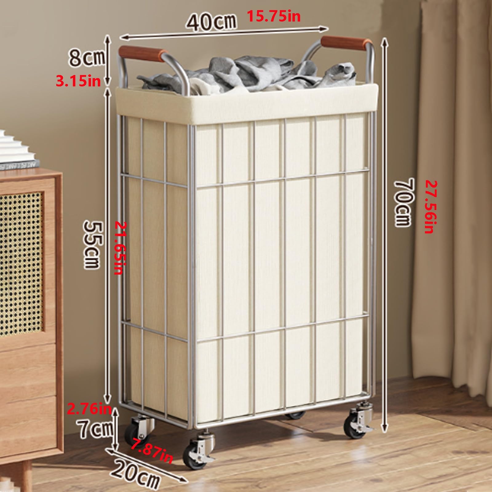 Cestos Ropa Sucia - Cesto portabiancheria pieghevole stretto con ruote e maniglia, salvaspazio, per bagno, camera da letto, soggiorno
