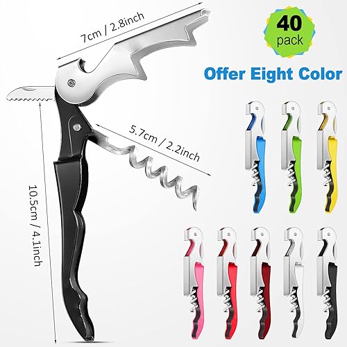 Miniatura 9 de 40 Pieces Wine Key Opener Corkscrew Wine Opener Waiter Metal Bottle Wine Opener Heavy Wine Key Fold Beer Corkscrew Serrated Foil Cutter Key for Home