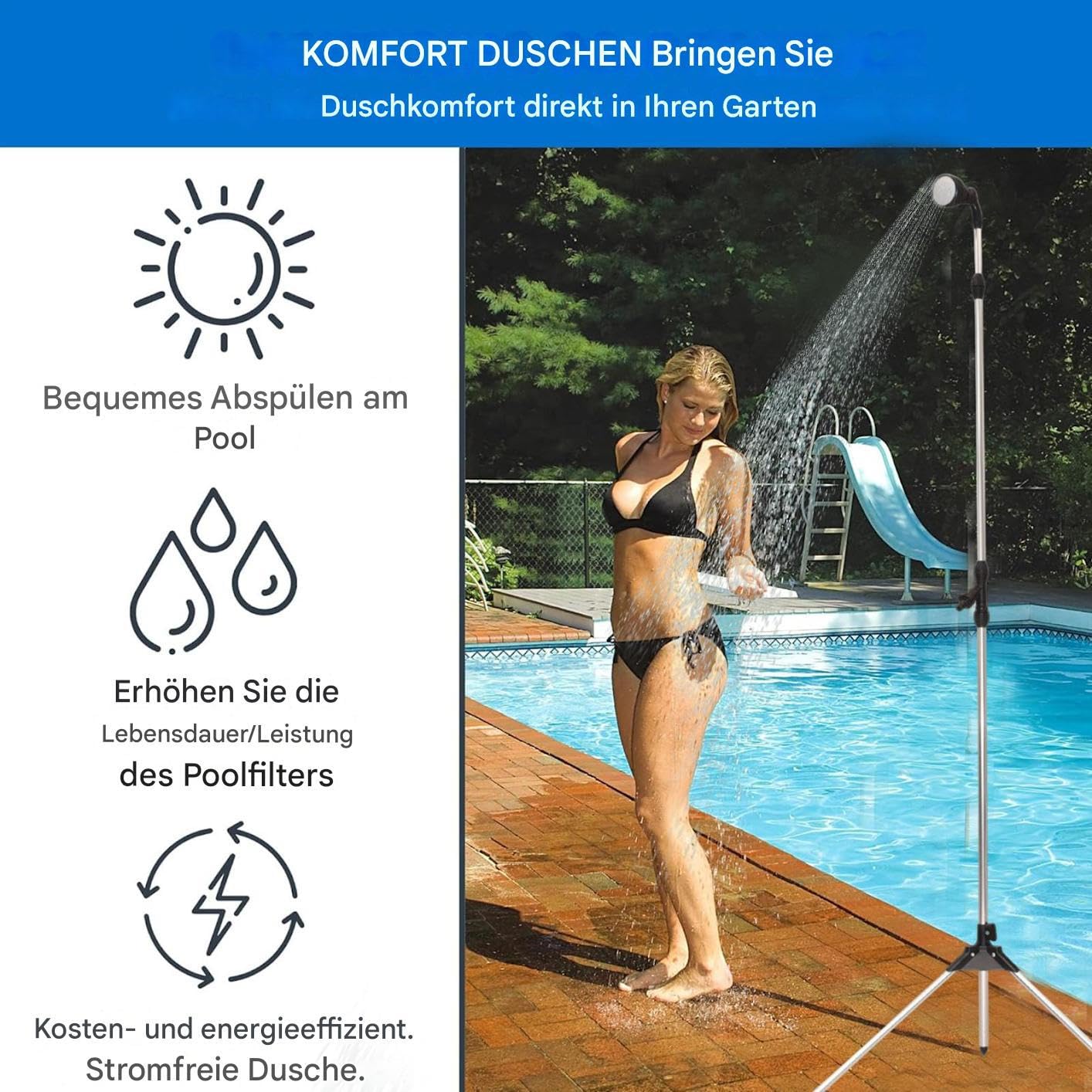Duschkit im Freien für den Hinterhof, Pool -Duschen für Außen Camping | Außen -Spa -Teile, freistehende, freiliegende Badesystem, Gartensprinkler für Zuhause