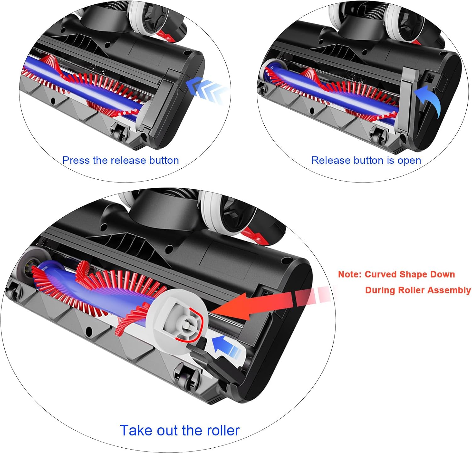 Updated Motorized Nozzle with Headlights for Dyson V7 V8 Vacuum Cleaners, Motorhead Brush Attachment for HardWood Floor or Carpet Cleaning,Replacement Soft Roller Head for Dyson V7 Series