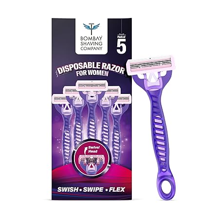 BOMBAE Hair Removal Razor for Women (Pack of 5) | Safe and Hygienic | Experience close and irritation-free shaves | Aloe Vera and Vitamin E at Rs. 149