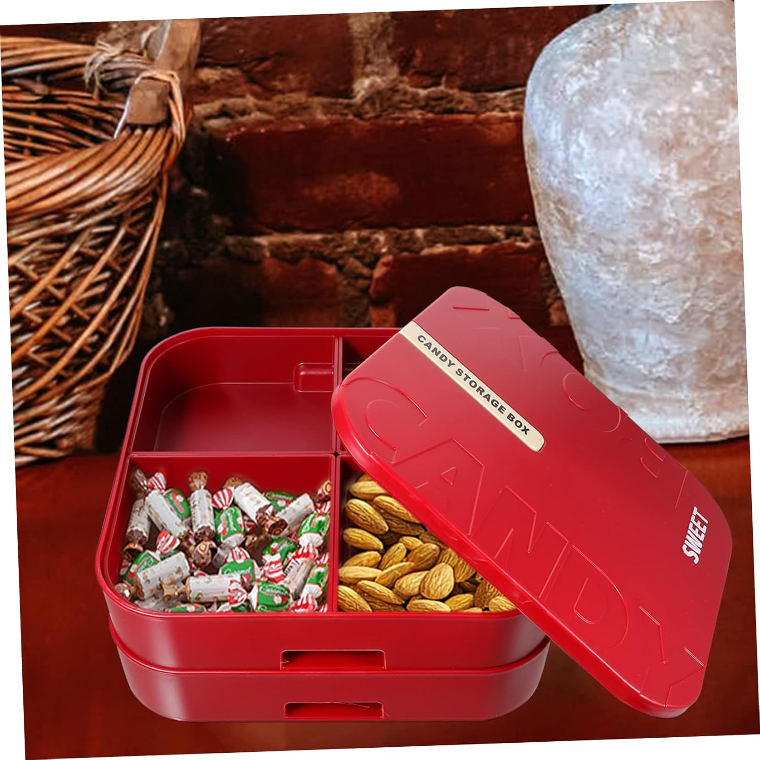 Mikinona Candy Holder Tray Snack Serving Box Dried Fruit Storage Candy Container Nuts Storage Case Party Snack Box