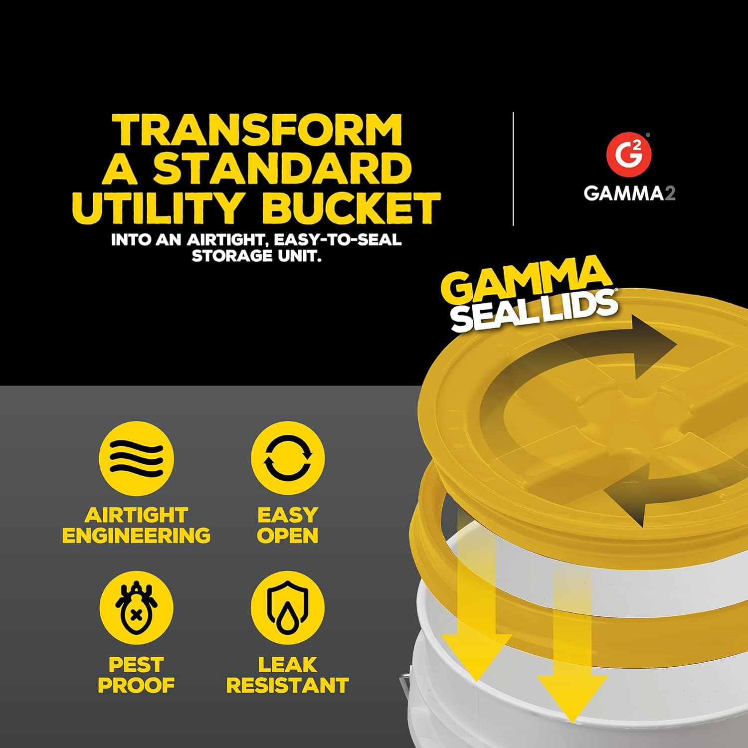 Pet Supplies : GAMMA2 Gamma Seal Lid - Pet Food Storage Container Lids - Fits 3.5, 5, 6, & 7 Gallon Buckets, Yellow : Pet Food Storage Products : 