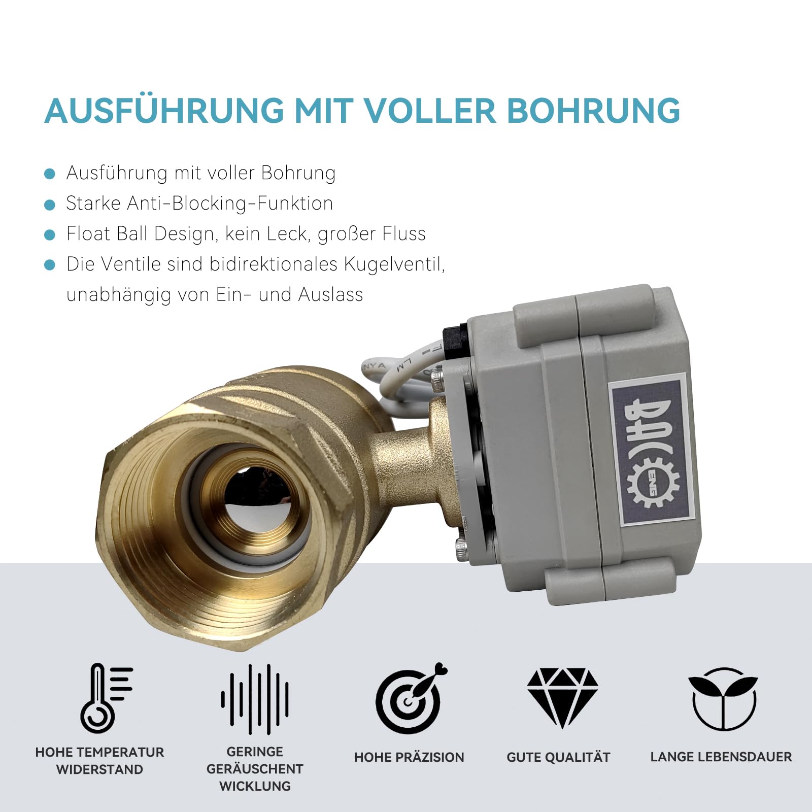 BACOENG Valvola Motorizzata AC9-24V 2 Vie 1 1/4" DN32 Ottone Elettrica Valvola a Sfera Motorizzata Elettrovalvola NC
