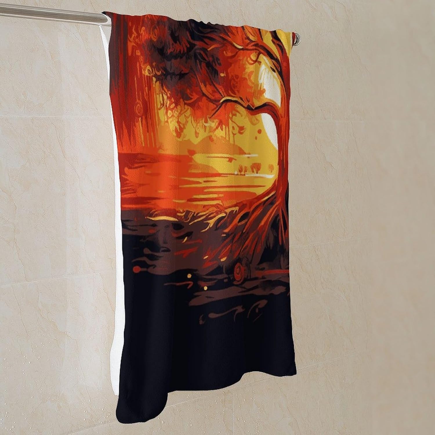 Burning Tree of Life Towel Vacation Accessories Essentials Soft Lighterweight，Bath Towel for Adults Women Men，Bath Towels Gift for All Occasions, Machine Washable.