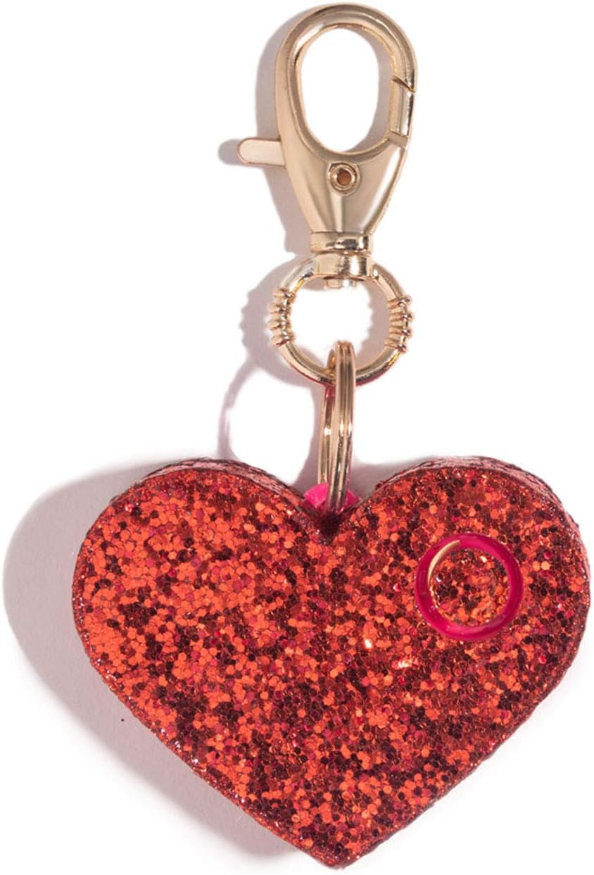 BLINGSTING Personal Safety Ahh!-larm - 115 Decibel Self Defense Panic Alarm with LED Light & Keychain Clip - Red Glitter Heart, 1 Count