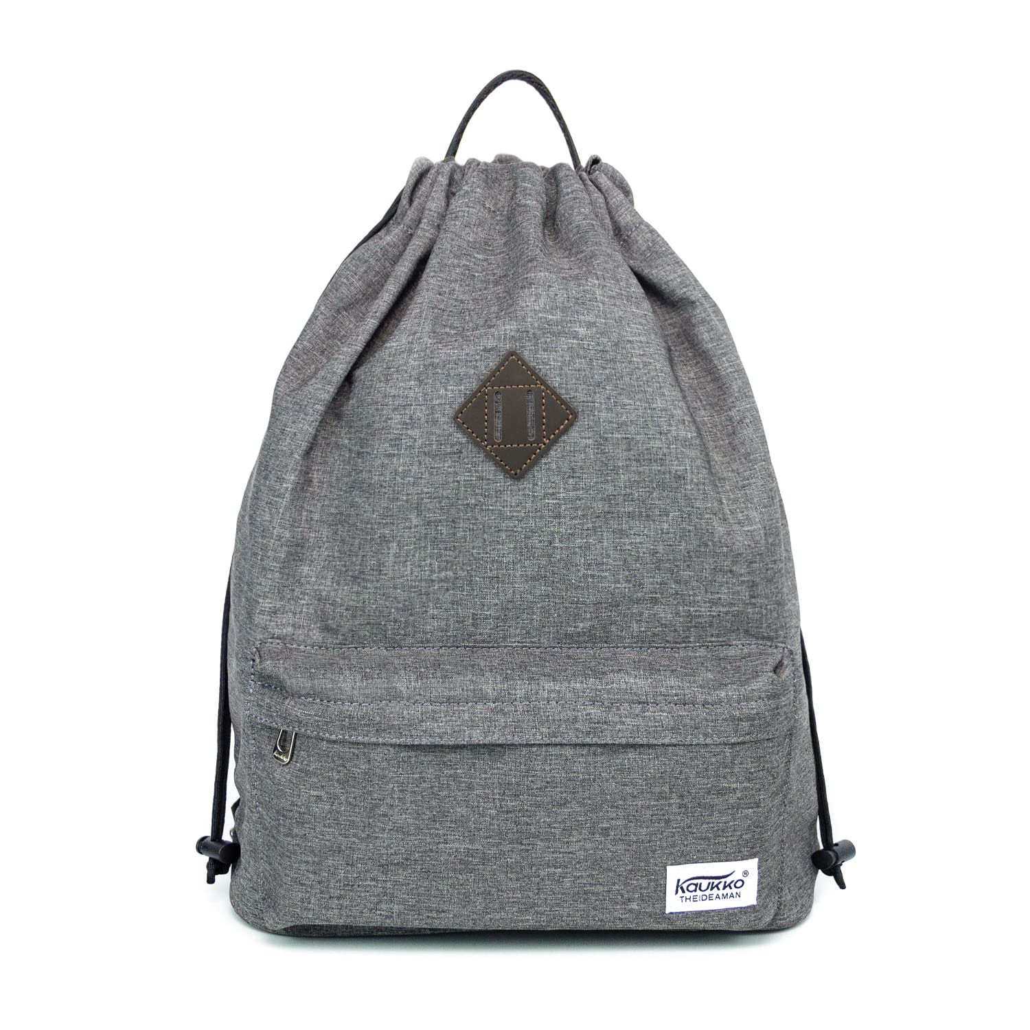 KAUKKO Bolsa de gimnasio de lona con cordón y bolsillo interior, mochila escolar, mochila deportiva de — view 16